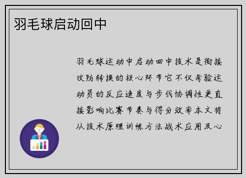 羽毛球启动回中